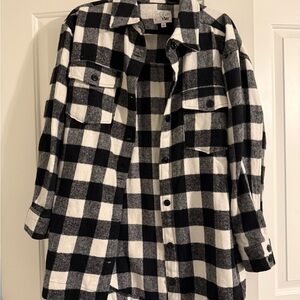 YMI Black and White Plaid Utility Jacket